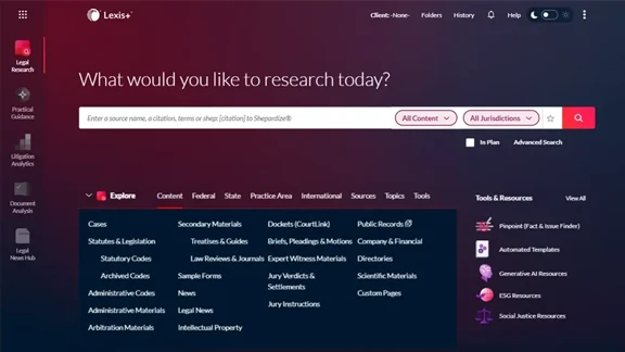 Lexis+ legal research interface