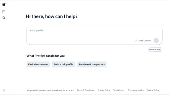 Nexis+ with Protege business insights interface