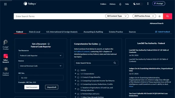 Tolley+ tax research interface